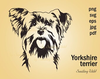 yorkie art svg yorkshire terrier portrait design png silhouette drawing clipart vector graphic file yorkie cutout instant download