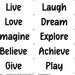 Words to Live By Fabric Panel, Live Love Laugh Dream Imagine Explore Believe Achieve Give Play