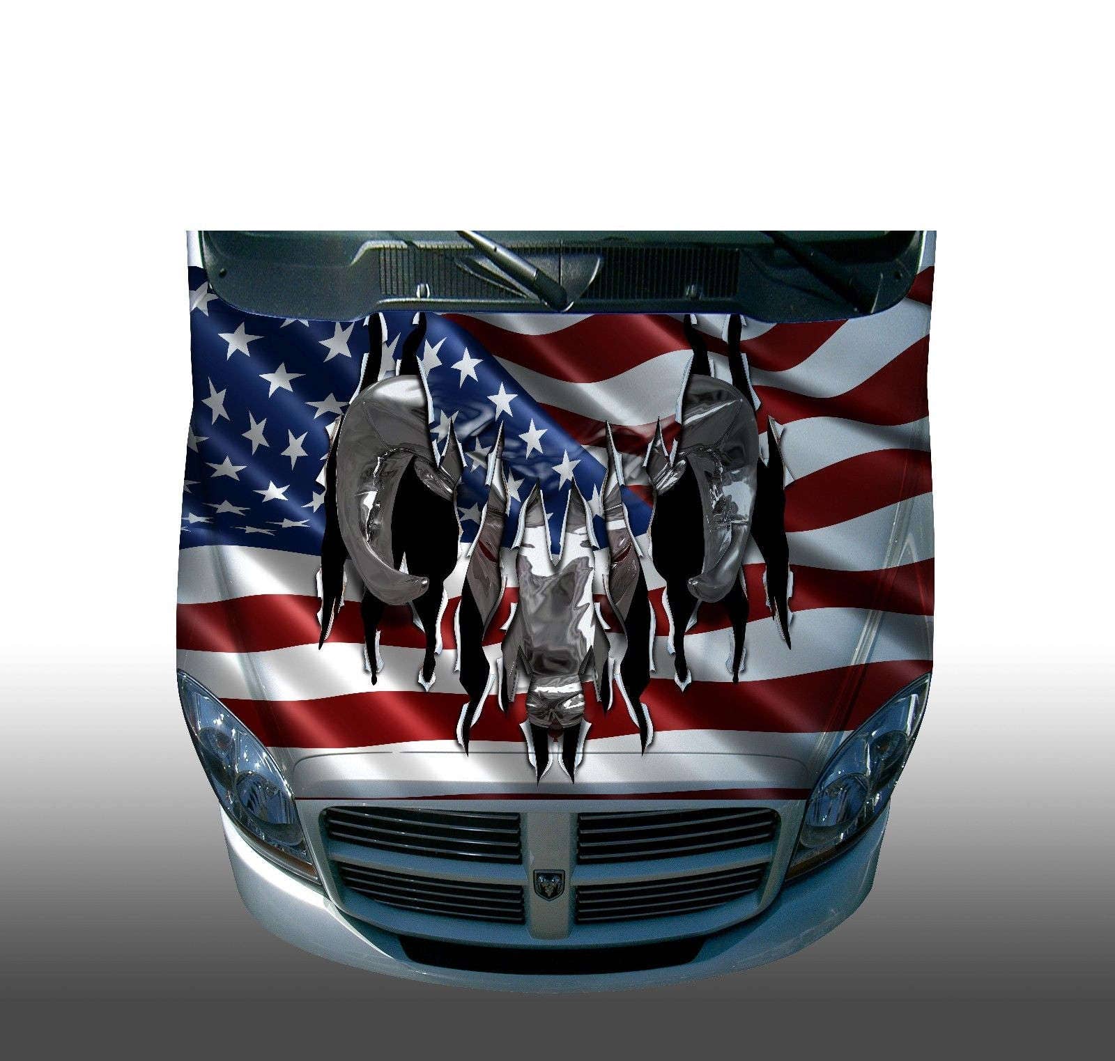 Dodge ram american flag Hood Wrap Wraps Sticker Vinyl Decal