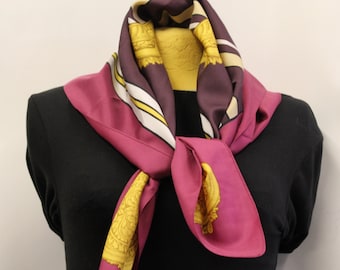 Purple and Gold Scarf Vintage / Vintage Scarf / 80's scarf / Golden scarf1