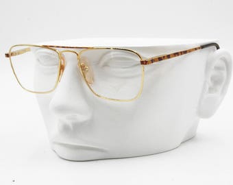 Trevi vintage italian golden and brown dappled aviator frame double bridge, Fleet arm system, New Old Stock 80s