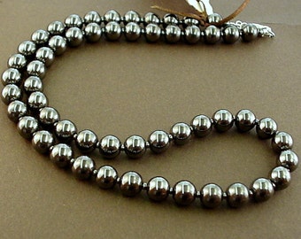 simple hematite necklace -black gray necklace-8mm beaded necklace -gray hematite gem stone necklace -hematite jewelry -11th anniversary gift