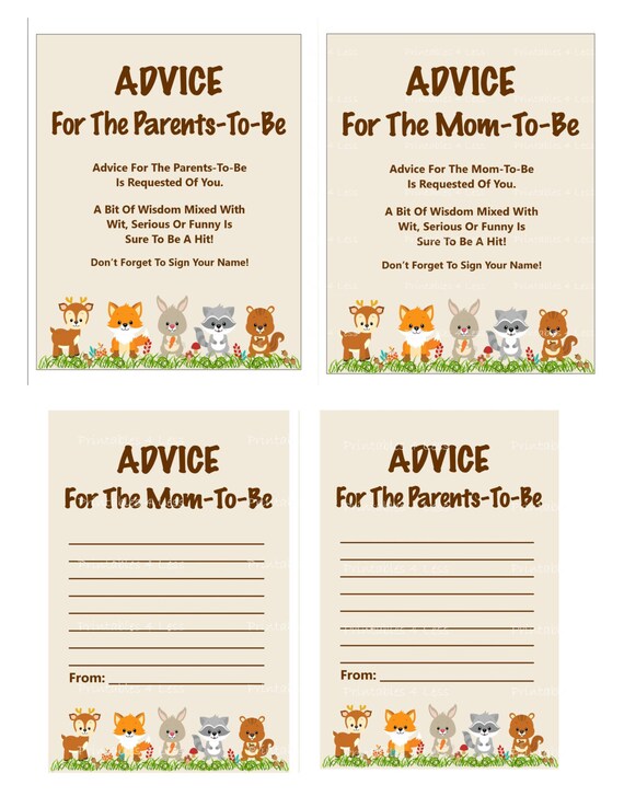 Woodland Advice For Mom Card Printable Advice For Mom Advice