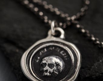Skull Necklace - A Memento Mori from latin antique wax seal - 'Es fui sum eris' which translates 'So as you are so once was I" - 247