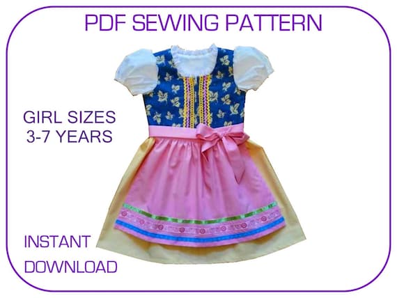DIrndl pattern 5 sizes. Instant download.