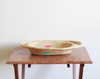Vintage Woven Basket / Colorful Basket / Boho Hippie / Decorative Basket / Vintage Decor Boho Style