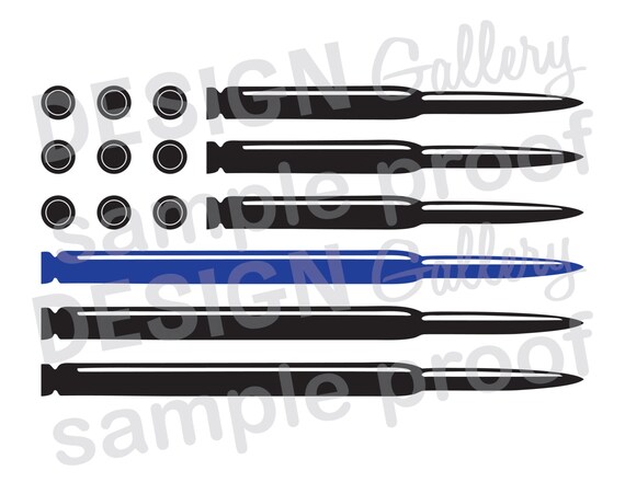 Download Bullet Flag Thin Blue Line JPG image & SVG DXF cut