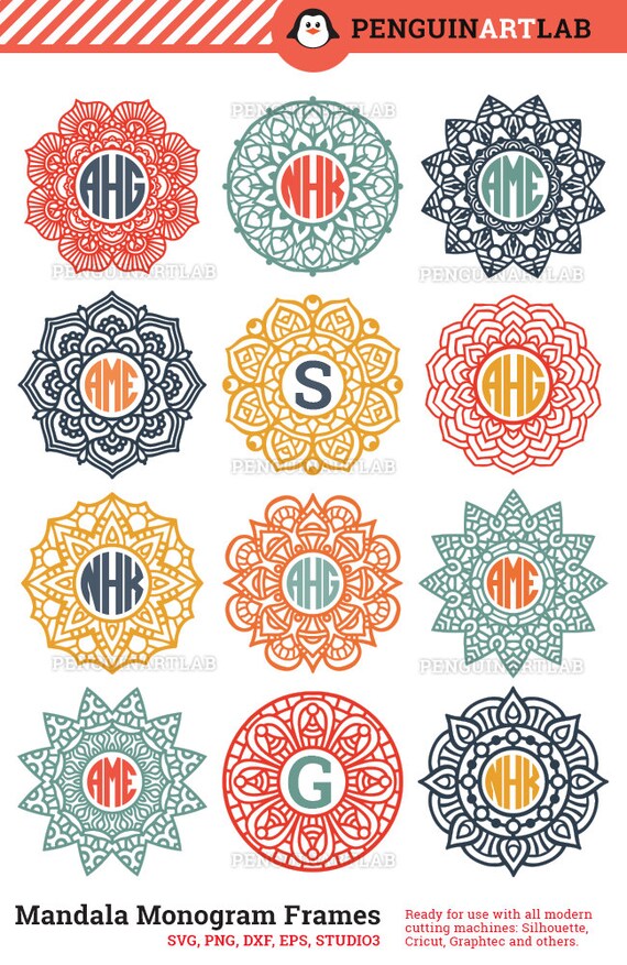 Download Mandala Circle Monogram Frame SVG Cut Files for Electronic