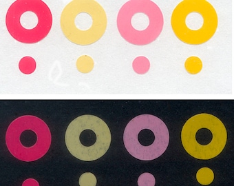 Brightly Coloured Circle Stickers - Collage, Mixed Media, Artist Trading Cards