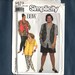 Simplicity 9673 Women's Pull On Pants Shorts, Buttoned Shirt, Lined Vest, 90's Vintage Style, BBW Plus Sizes 18W, 20W, 22W, 24W, Uncut