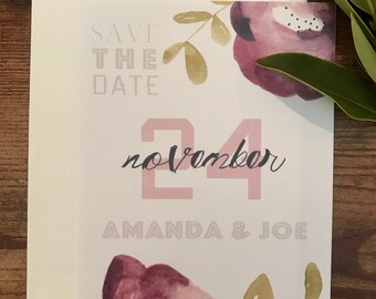 Floral Poppy Hand Painted Save the Date Deposit