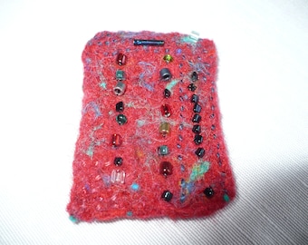 Red Felted Beaded Brooch