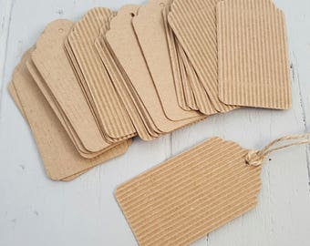 20 Corrugated Kraft Swing Tags 8x4cm scalloped