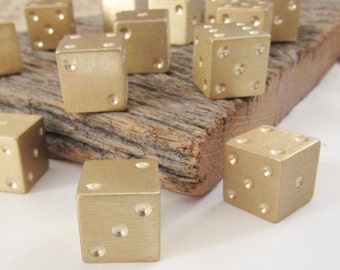 Large Brass Dice Six Sided Dice Set Custom Dice Handmade Dice Solid Brass Dice for Game Room Casino Dice Gambler Decor Mancave Gambling Die