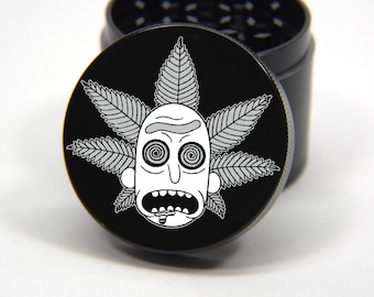 Laser Engraved Herb Grinder - Insane In The Brain Weed Rick Artwork Design 4 Piece Grinder GW202