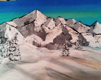 Mountains - Original acrylic painting - FREE SHIPPING