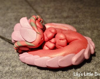 Cute sleeping baby dragon necklace