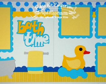 Scrapbook Page Kit Bath Time Duck Baby Boy Girl 2 page Scrapbook Layout 89