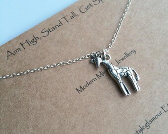 Giraffe Necklace, Giraffe Pendant, SIlver Giraffe Necklace, Charm Necklace