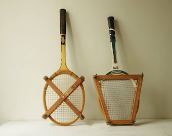Set of 2 Vintage tennis racket with press frame. Collectible wooden tennis racket. Decorative old tennis racket. Tunmer & Snauwaert