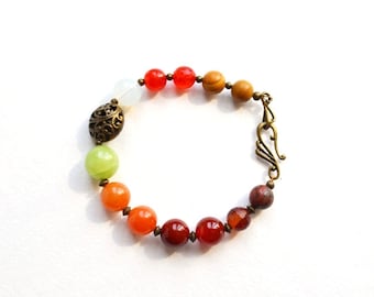 Gemstone Beads Bracelet Multicolored Bracelet Natural Stones Bracelet Boho bracelet Ethnic jewelry Tribal Bracelet Healing crystals bracelet
