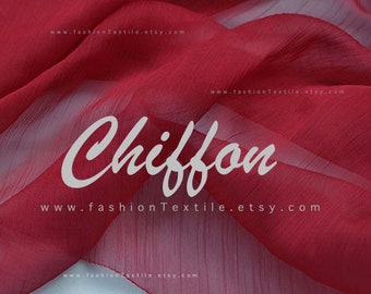 Solid Burgundy Chiffon faux silk fabric by meter