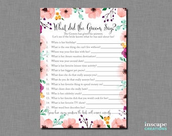 What did the Groom Say about his Bride? What did He Say about Her? Who Knows Groom Best? Wedding Shower, Newlyweds Game, Bridal Shower Game
