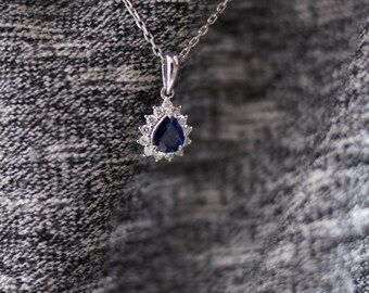 Pear Shaped Sapphire & Diamond Necklace
