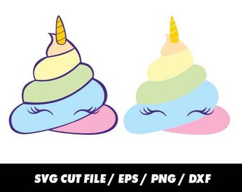 Unicorn poop svg, Emoji Mr Poo svg, Emoticon Poop svg, Unicorn svg, Rainbow svg, Poo svg eps png dxf, Unicorn cricut, Unicorn silhouette