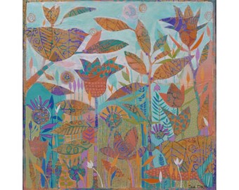 Summer Songs, 12x12in.,Painting on Canvas, Original art , nature theme,home decor