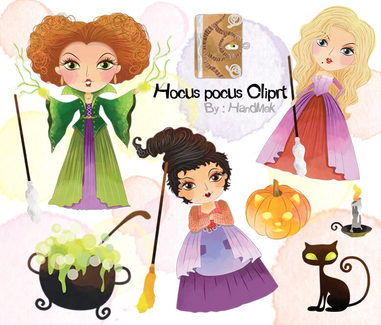 Hocus Pocus Clip Art
 Hocus Pocus characters clipart instant PNG file