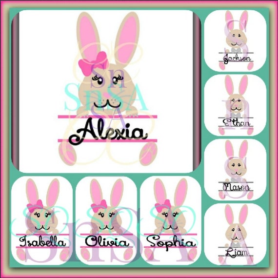 Download Easter Bunny SVG Split Monogram Name Rabbit Girl Boy Sister