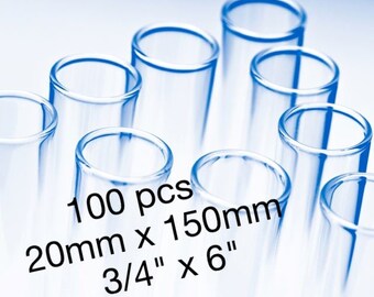 100 Glass Tubes- 20mm x 150mm
