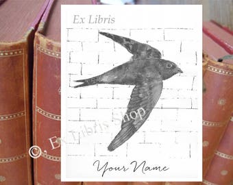 Bookplate stickers "Swift", personalised ex libris, custom bookplate, custom exlibris, personalised bookplate stickers, bookplates, 224