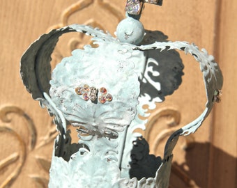 Embellished Metal crown, crown decor, cake topper, Mediterranea Design Studio, french antique, distressed crown, wedding decor, shabby chic