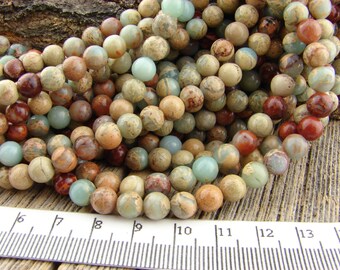 6mm Impression Jasper beads - 6mm Sea Sediment Jasper, Aqua Terra Jasper Gemstone Beads Blue Green