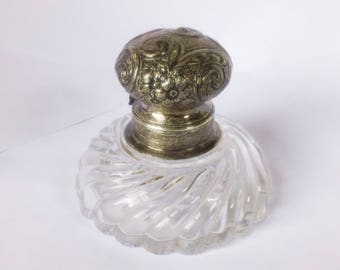 Rare Victorian Art Nouveau George W. Shiebler & co Sterling Silver Repoussé Inkwell