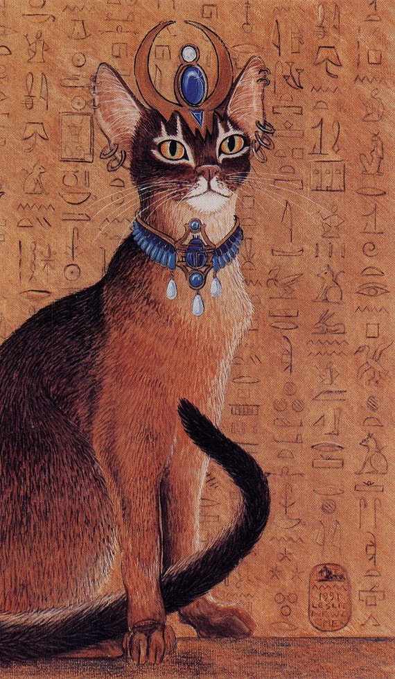 Egyptian Abysinnian Cat With Headdress Print Of Original