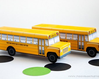 School Bus Favor Box : DIY Printable Yellow Bus Gift Box | Back to School | Bus Driver Favor | Wheels on the Bus Party - Instant Download