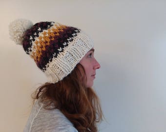 Kose Fair Isle Women’s Slouchy Pom Pom Hat