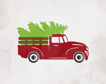 Christmas Tree Truck SVG dxf Cricut Silhouette pdf png - vintage tree truck svg chirstmas tree Cut File SVG clipart