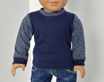 Boy doll shirt. Fits like American girl doll clothing. 18" boy doll clothes .Long sleeve top
