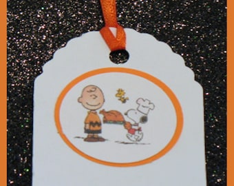 Charlie Brown Thanksgiving gift tags, Charlie Brown Thanksgiving favor tags, Charlie Brown Thanksgiving place cards, set of 10
