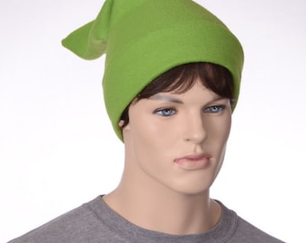 Brilliant Green Pointed Elf Hat Stocking Cap Ogre Dwarf Cap Long Pointed Beanie