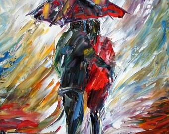 Custom Original Oil Painting Commission Romance Couple palette knife fine art modern impressionism on canvas by Karen Tarlton