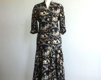 1990 classic romantic print Italian summer dress