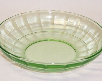 Hocking Green BLOCK OPTIC 5 1/4 Inch Diameter CEREAL Bowl