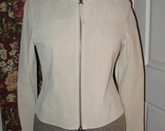 Vintage Nine West Size 4 Suede Leather Jacket Taupe