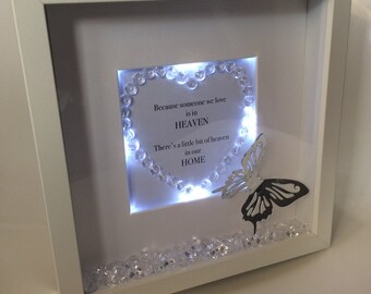 Keepsake light Box Frame because someone we love is in heaven / home