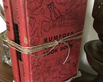VINTAGE BOOK STACK ~ Red Books ~ Tattered Books ~ Home Decor ~ Kitchen Decor ~ Vintage ~ Red Book Stack ~Cookbooks ~Library Decor ~Old Books